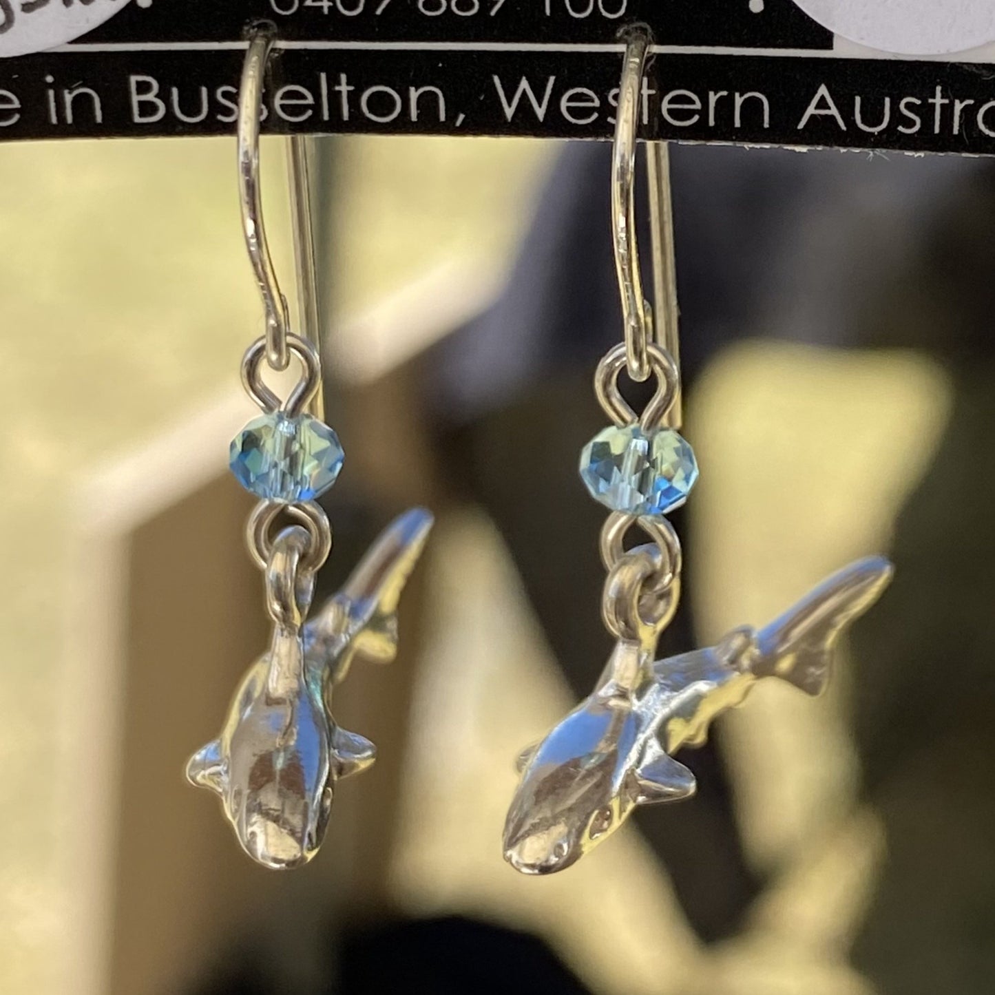 Shark Charm Sterling Silver Earrings