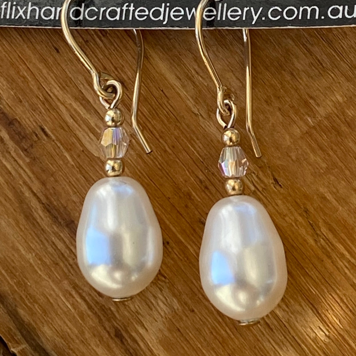 Teardrop Crystal Pearls with a tiny Crystal