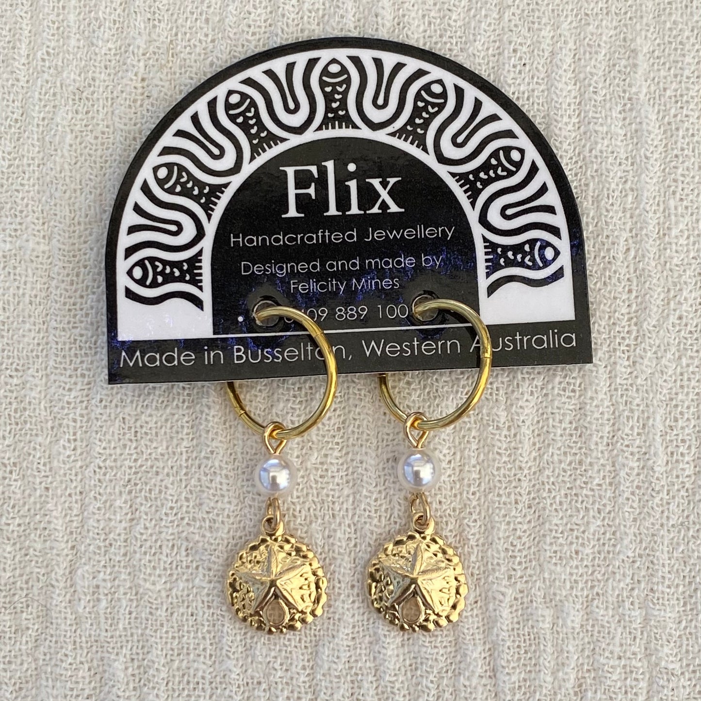 Gold Sand Dollar Earrings