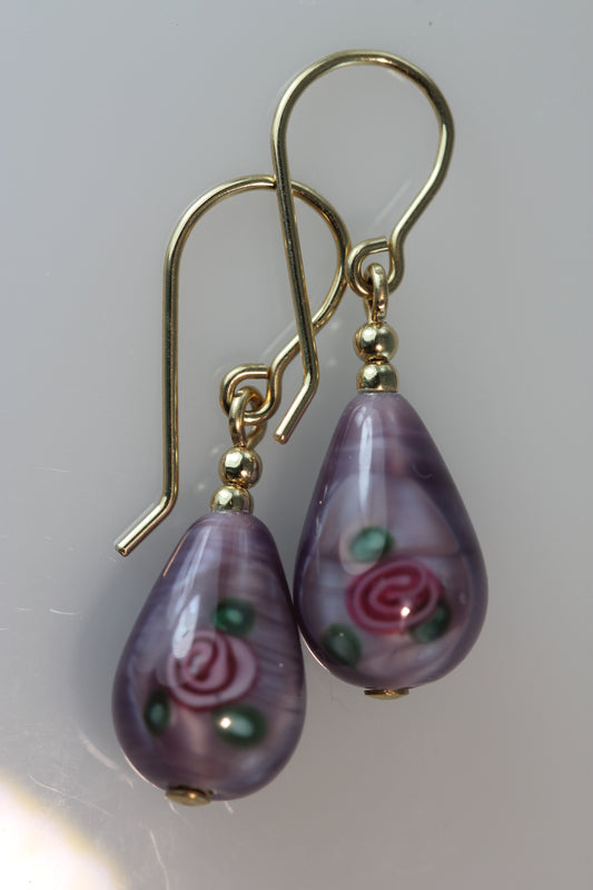 Amethyst Teardrop Flower Earrings
