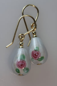White Teardrop Flower Earrings