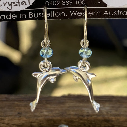 Dolphin Charm Sterling Silver Earrings