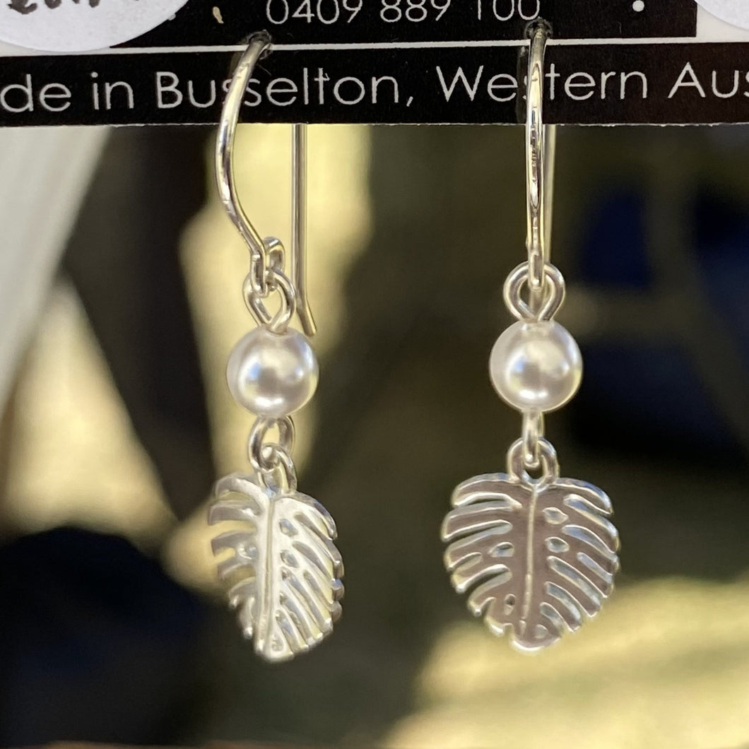 Leaf Charm Sterling Silver Earrings